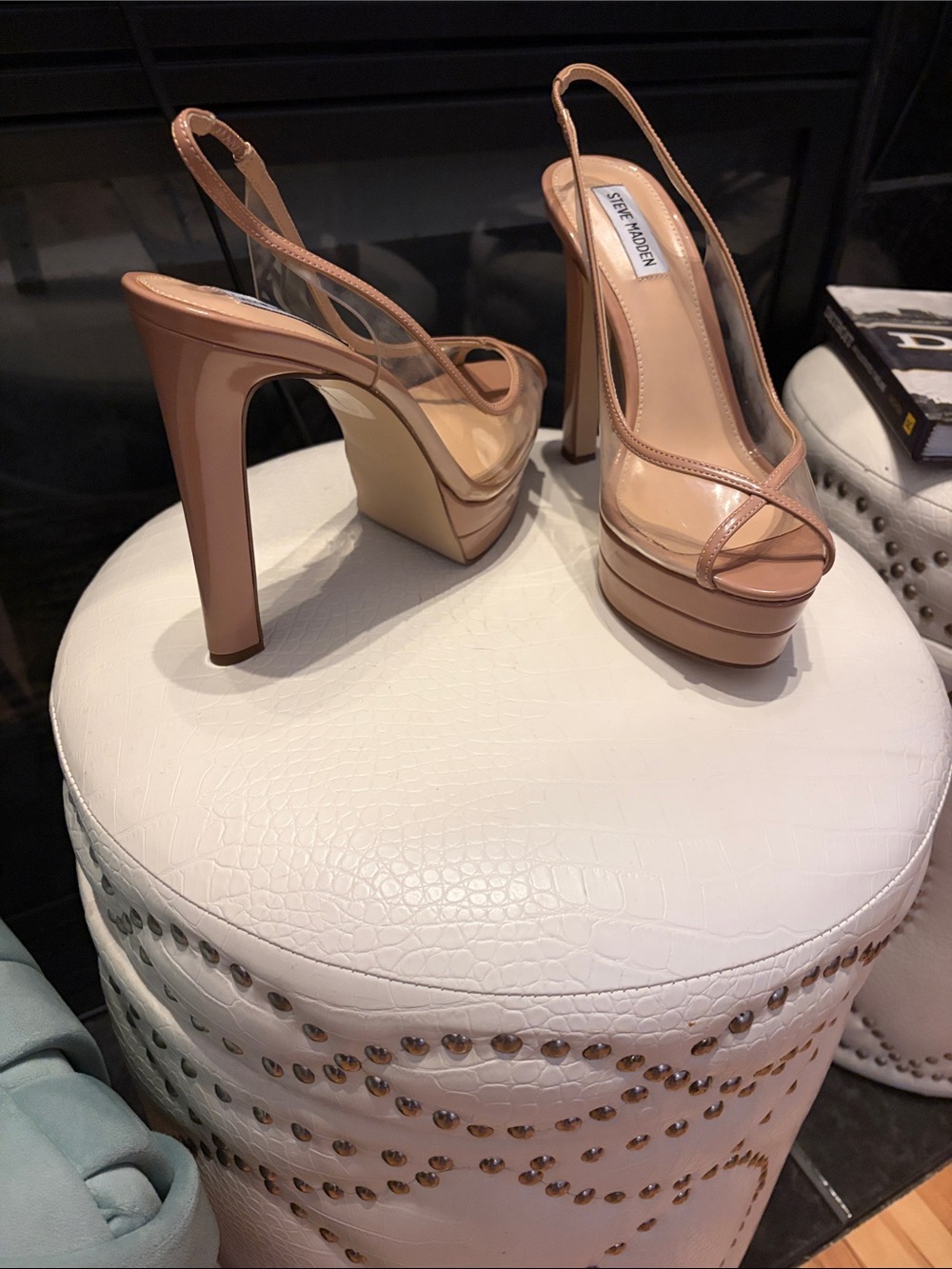 Steve Madden Blush Nude Patent Platform Slingback Heels